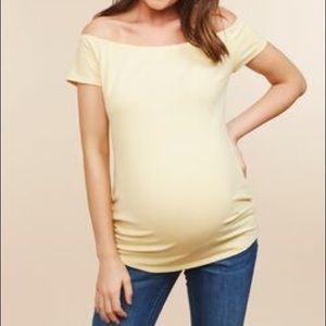 Motherhood Off The Shoulder Maternity Top Yellow